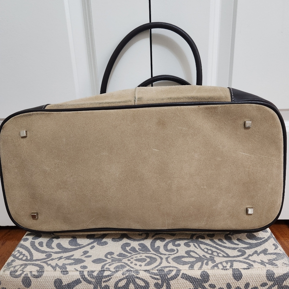 Vintage The Limited Tan Suede / Brown Leather Trim Tote Handbag - Picture 4 of 8